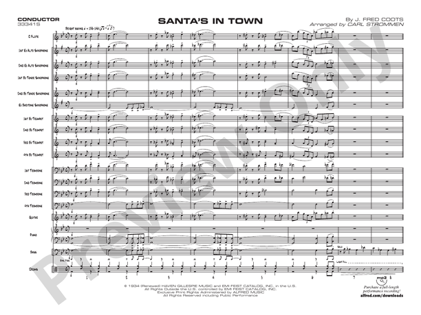 Santa's in Town - Jazz Ensemble Conductor Score & Parts (Digital Download)