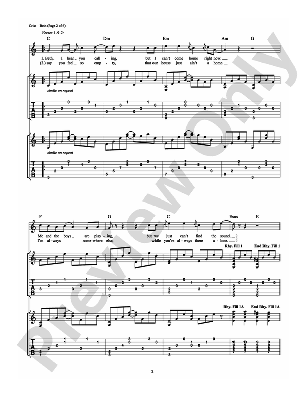 Beth - Guitar TAB (Digital Download)