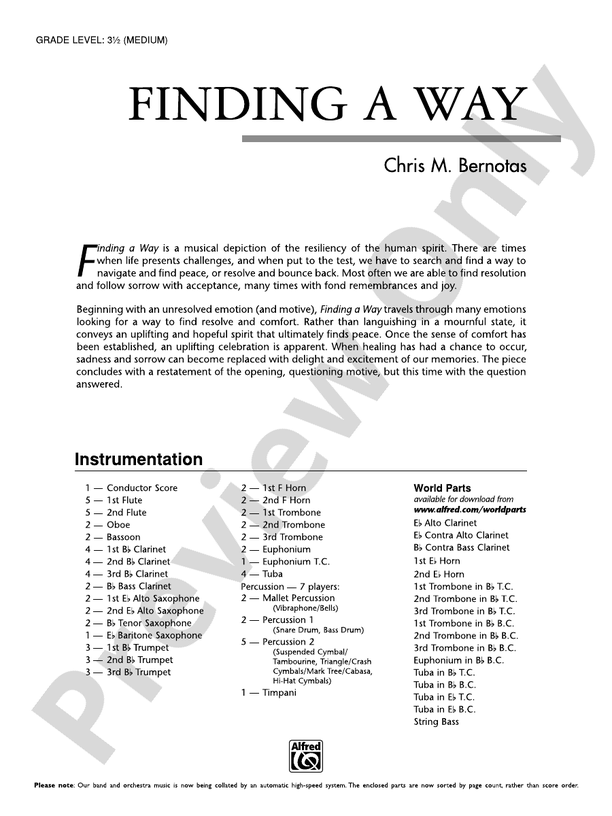 Finding a Way - Concert Band Conductor Score & Parts (Digital Download)