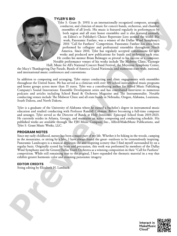 Panoramic Landscapes – Full Orchestra Conductor Score & Parts (Digital Download)