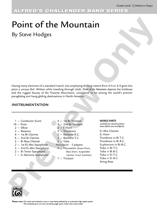 Point of the Mountain - Concert Band Conductor Score & Parts (Digital Download)