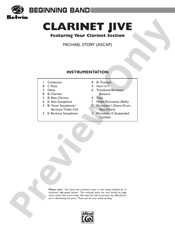 Clarinet Jive - Concert Band Conductor Score & Parts (Digital Download)