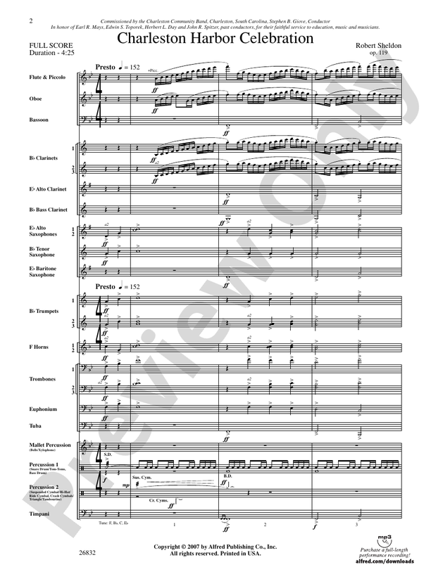 Charleston Harbor Celebration - Concert Band Conductor Score & Parts (Digital Download)