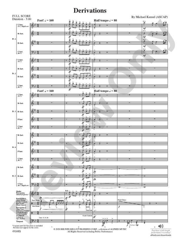Derivations (Flexible Arrangement) - Concert Band Conductor Score & Parts (Digital Download)