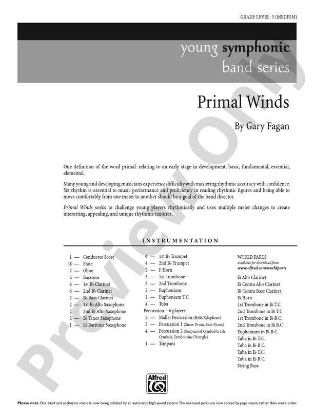 Primal Winds - Concert Band Conductor Score & Parts (Digital Download)