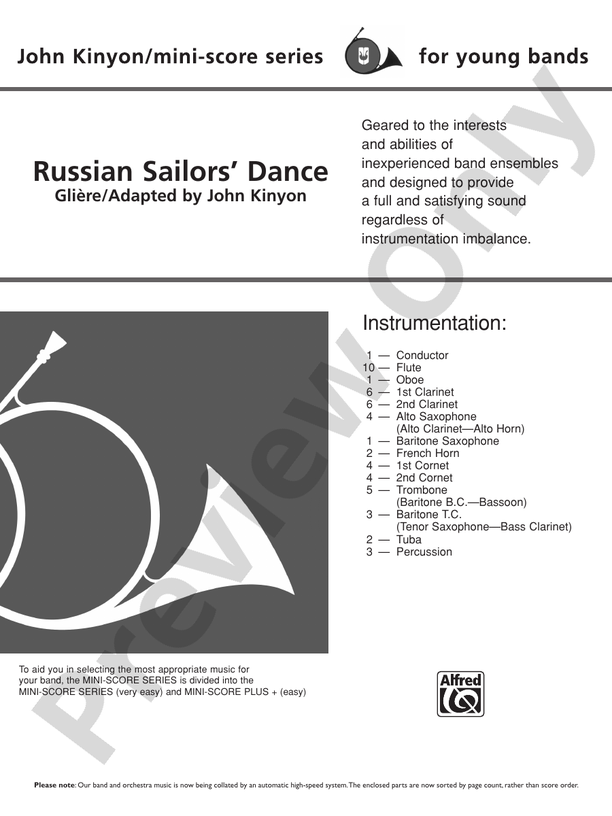 Russian Sailors' Dance - Concert Band Conductor Score & Parts (Digital Download)