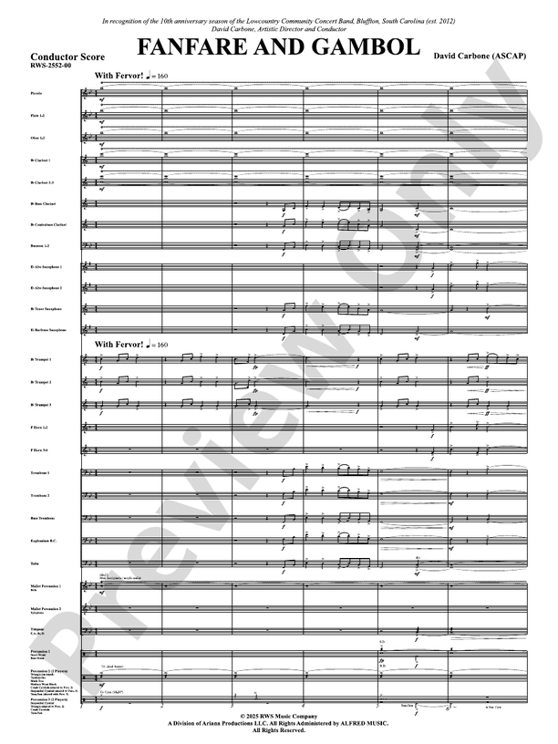 Fanfare And Gambol - Concert Band Conductor Score & Parts(Digital Download)