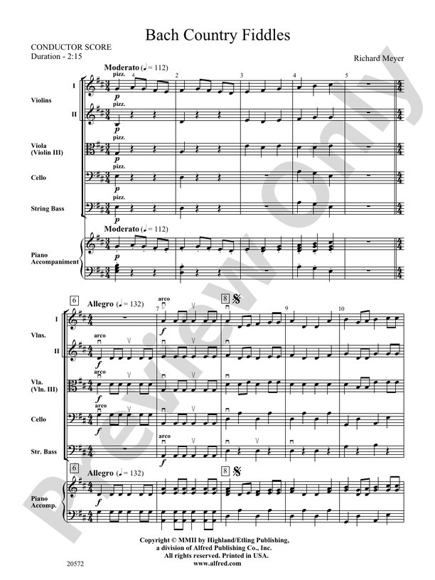Bach Country Fiddles – String Orchestra Conductor Score & Parts (Digital Download)