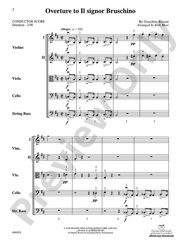 Overture to Il signor Bruschino - String Orchestra Conductor Score & Parts (Digital Download)