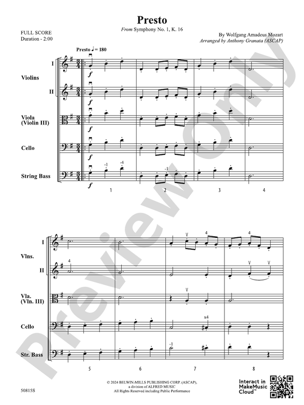 Presto – 
String Orchestra Conductor Score & Parts