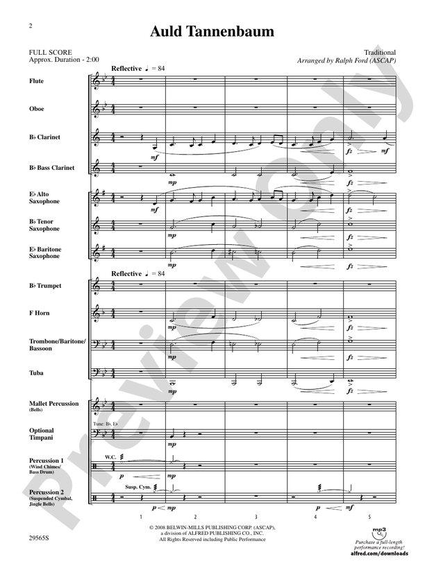 Auld Tannenbaum - Concert Band Conductor Score & Parts (Digital Download)