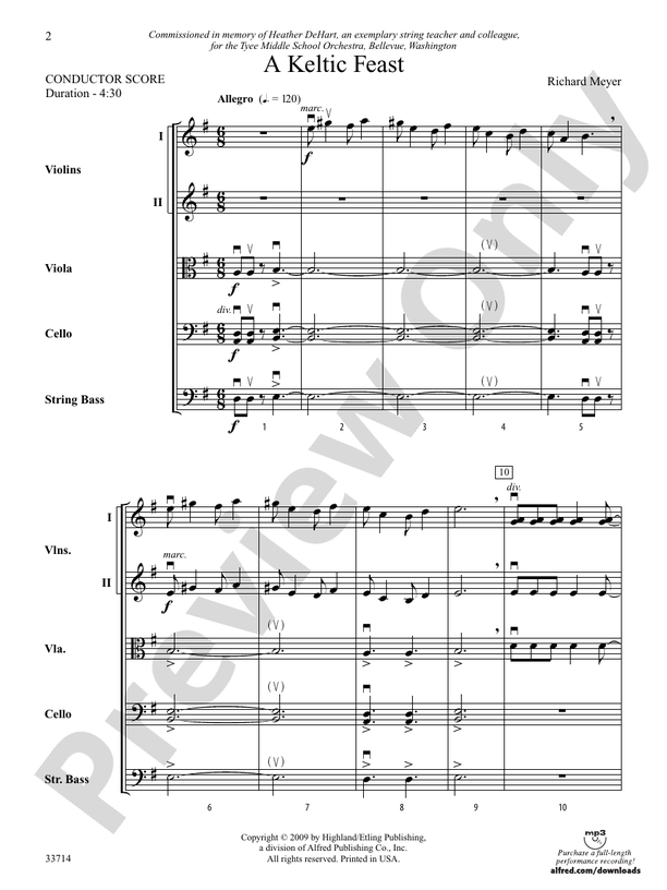 A Keltic Feast – String Orchestra Conductor Score & Parts (Digital Download)