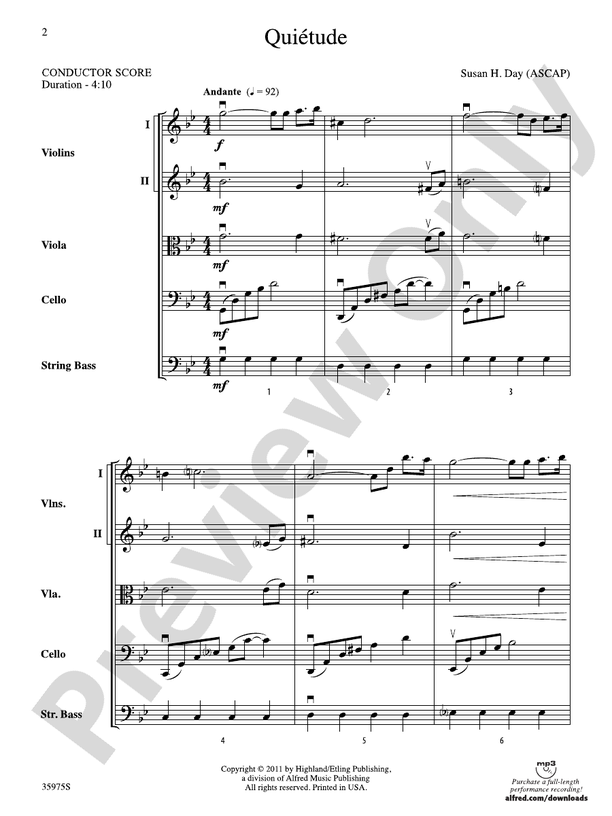 Quiétude – String Orchestra Conductor Score & Parts (Digital Download)