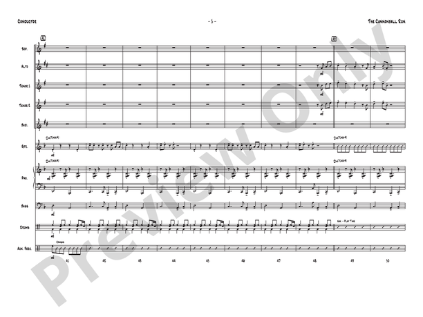 The Cannonball Run (Written for five saxes) - Jazz Ensemble Conductor Score & Parts (Digital Download)