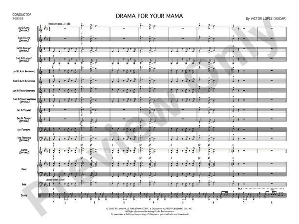 Drama for Your Mama - Jazz Ensemble Conductor Score & Parts(Digital Download)