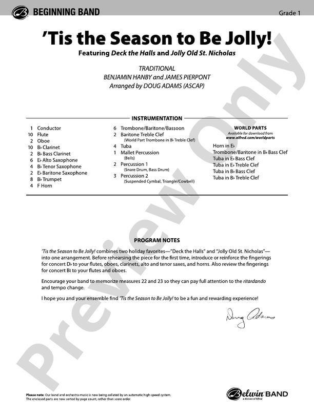 'Tis the Season to Be Jolly! - Concert Band Conductor Score & Parts (Digital Download)