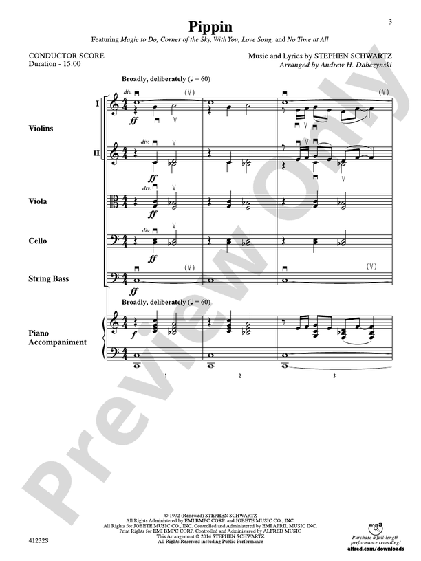 Pippin – String Orchestra Conductor Score & Parts (Digital Download)