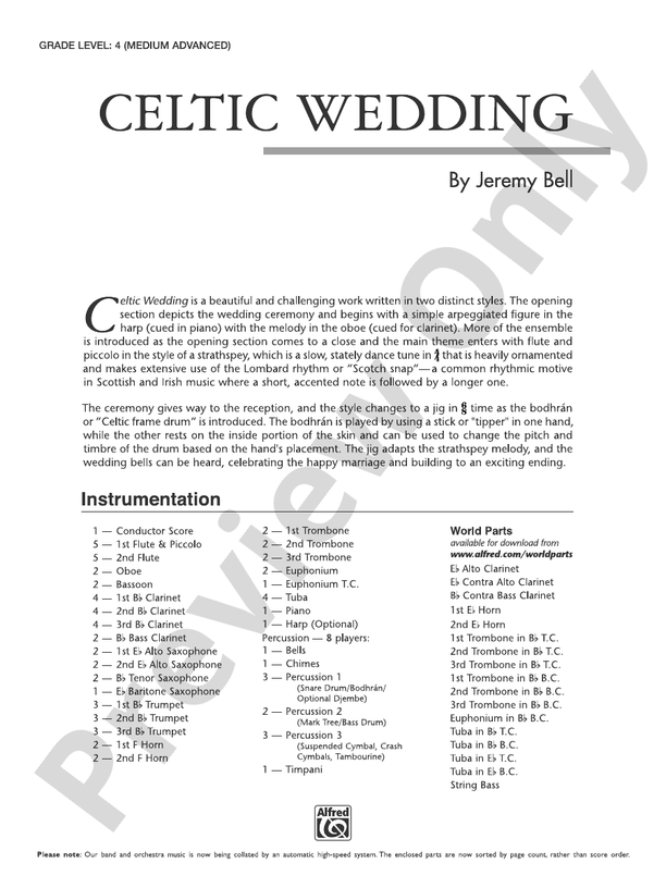 Celtic Wedding - Concert Band Conductor Score & Parts (Digital Download)