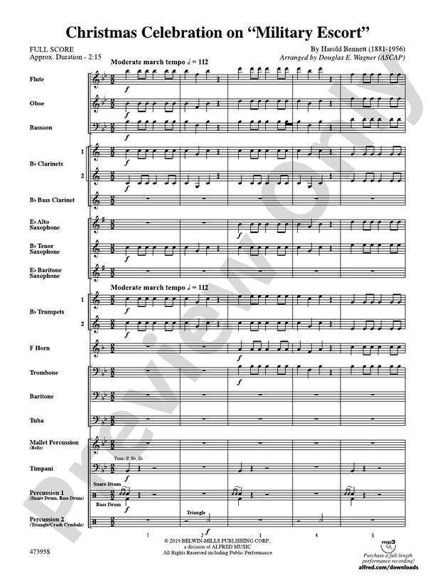 Christmas Celebration on "Military Escort" - Concert Band Conductor Score & Parts (Digital Download)