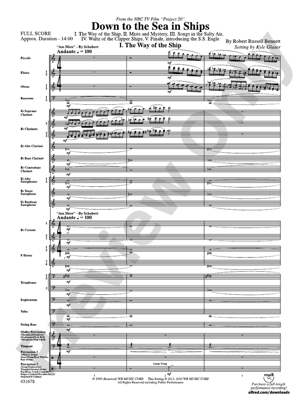 Down to the Sea in Ships (from the NBC TV Film Project 20) - Concert Band Conductor Score & Parts (Digital Download)