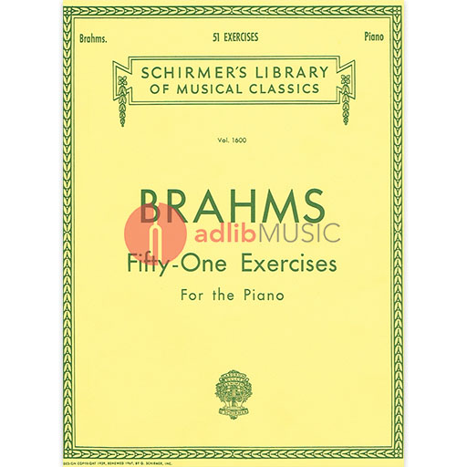 Brahms - 51 Exercises Lib1600 - Piano Schirmer 50260430