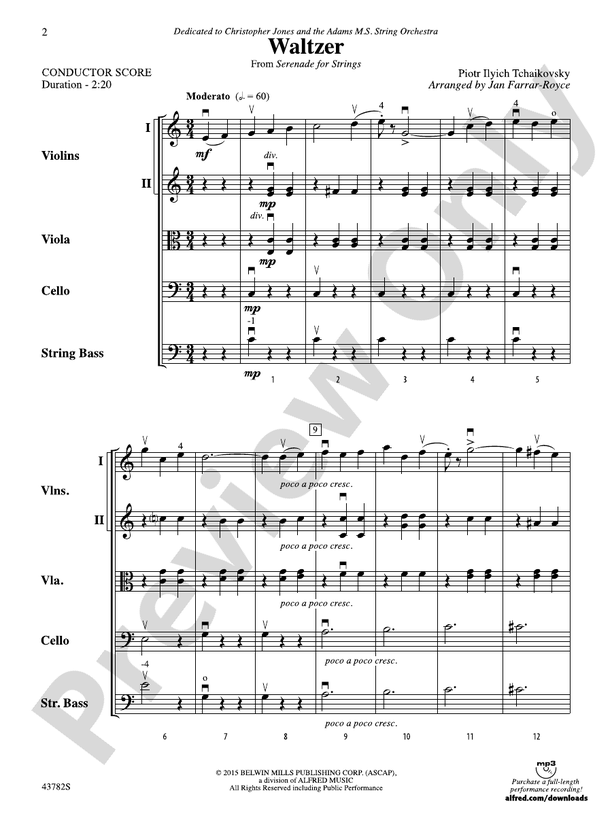 Waltzer – String Orchestra Conductor Score & Parts (Digital Download)