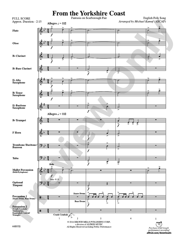 From the Yorkshire Coast - Concert Band Conductor Score & Parts (Digital Download)
