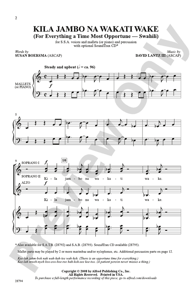 Kila Jambo na Wakati Wake (For Everything a Time Most Opportune - Swahili) – SSA Choral Octavo (Digital Download)