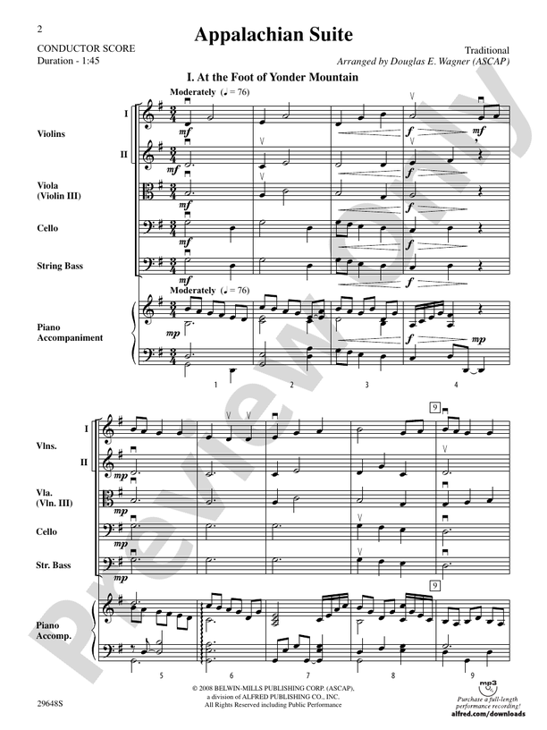 Appalachian Suite – String Orchestra Conductor Score & Parts (Digital Download)