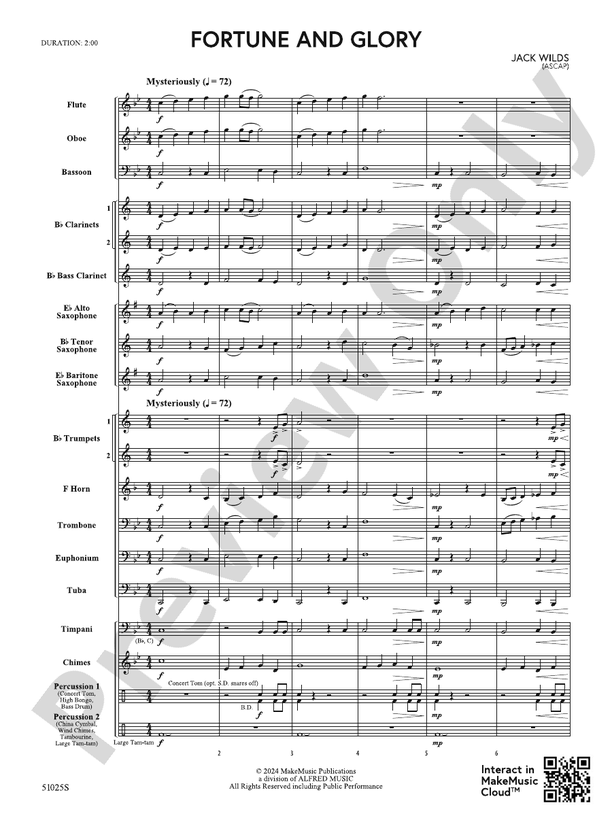Fortune and Glory – Concert Band Conductor Score & Parts (Digital Download)