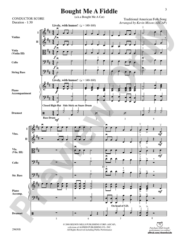 Bought Me a Fiddle – String Orchestra Conductor Score & Parts (Digital Download)