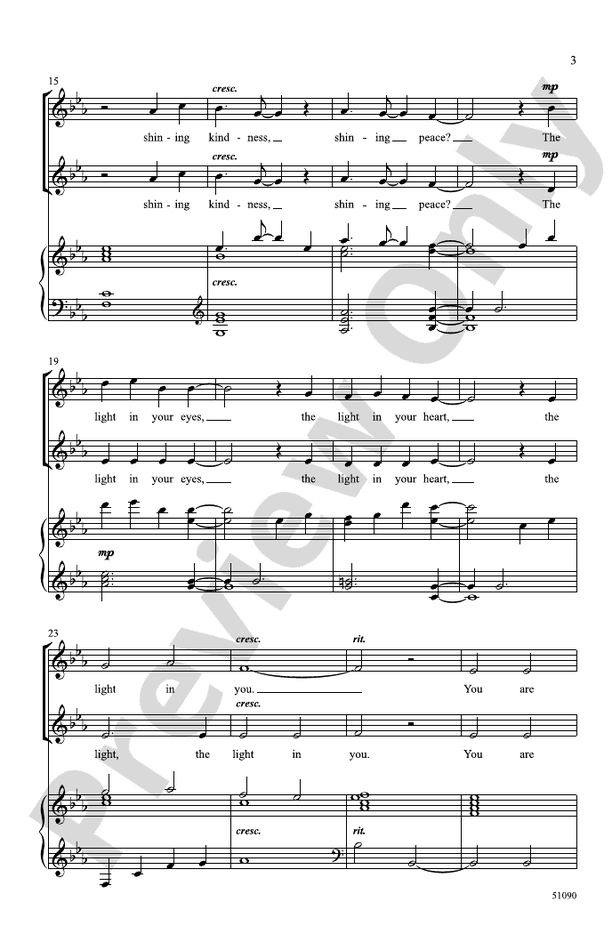 You Are Light - 2 Part Treble Choral Octavo (Digital Download)