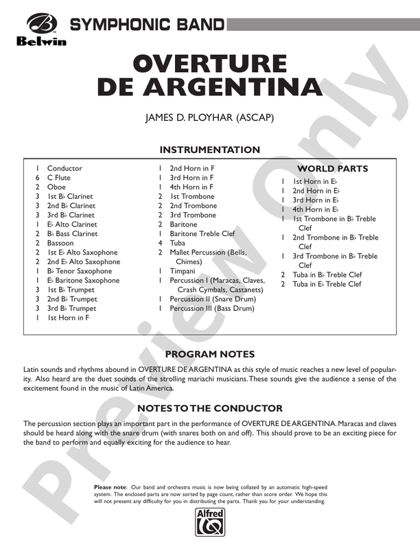 Overture de Argentina - Concert Band Conductor Score & Parts (Digital Download)