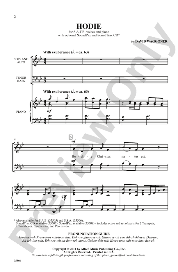 Hodie – SATB Choral Octavo (Digital Download)