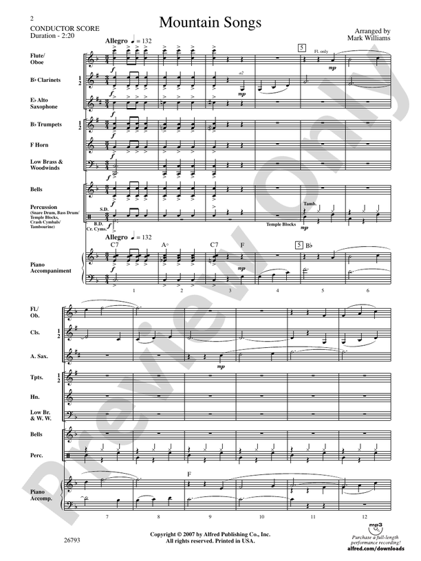 Mountain Songs - Concert Band Conductor Score & Parts (Digital Download)