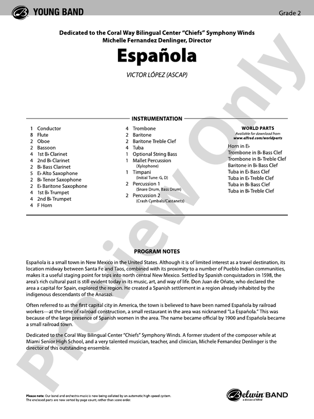 Espanola - Concert Band Conductor Score & Parts (Digital Download)