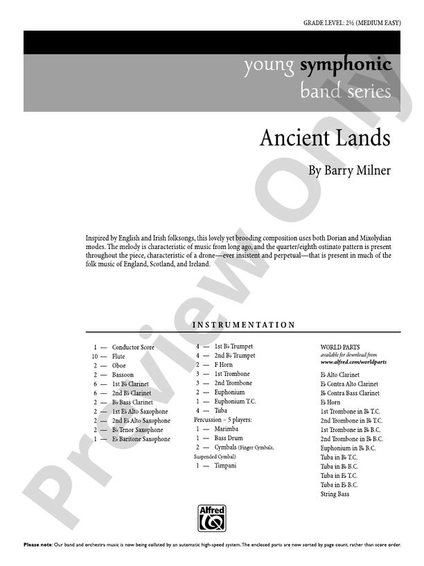 Ancient Lands - Concert Band Conductor Score & Parts (Digital Download)