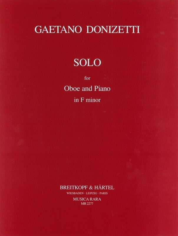 Solo in F Minor - Oboe/Piano - DONIZETTI - MUSICA RARA MR2277