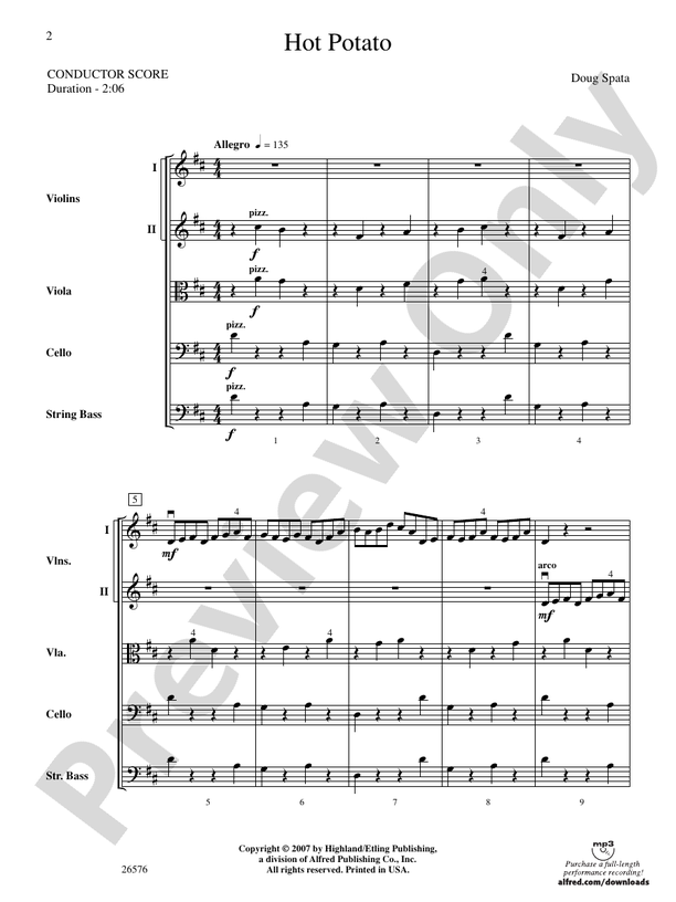 Hot Potato – String Orchestra Conductor Score & Parts (Digital Download)
