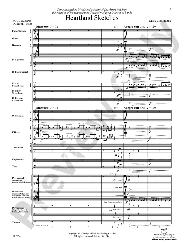 Heartland Sketches - Concert Band Conductor Score & Parts (Digital Download)