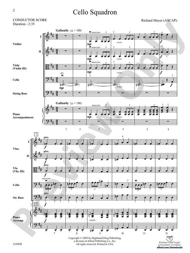 Cello Squadron – String Orchestra Conductor Score & Parts (Digital Download)