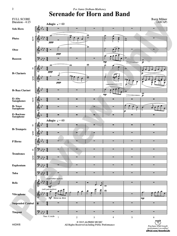Serenade for Horn and Band - Concert Band Conductor Score & Parts (Digital Download)