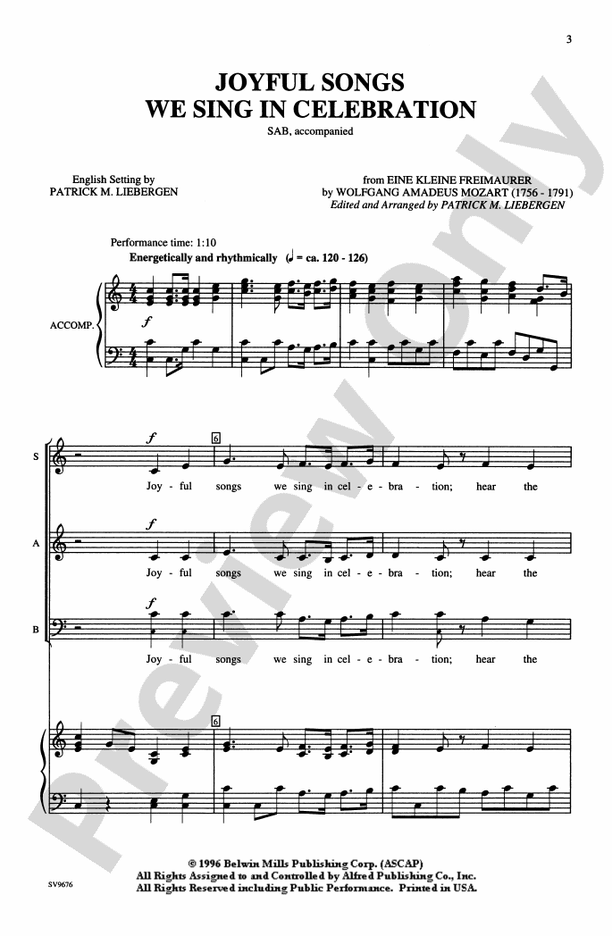 Joyful Songs We Sing in Celebration – 3 Part Mixed Choral Octavo (Digital Download)