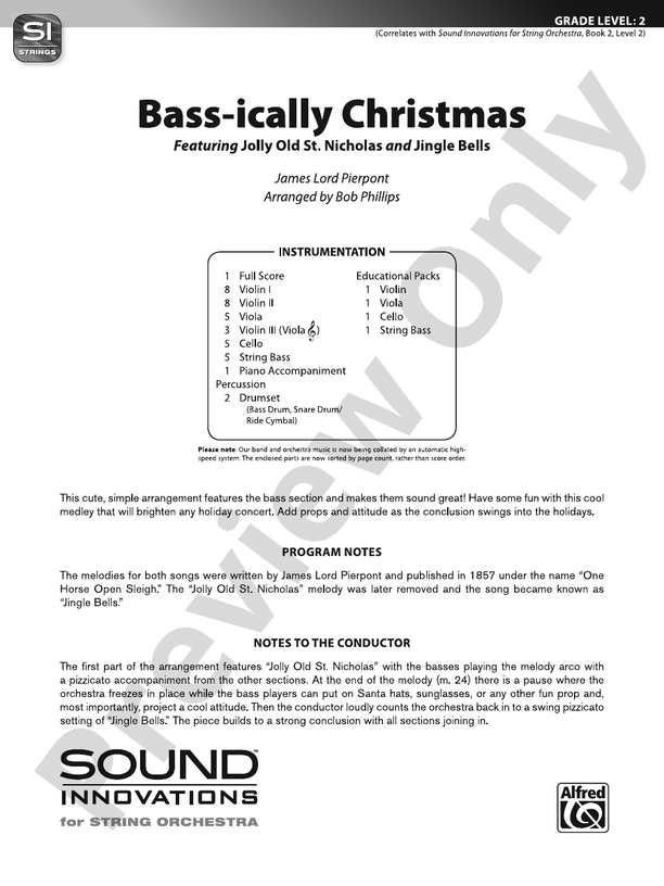 Bass-ically Christmas - String Orchestra Conductor Score & Parts (Digital Download)