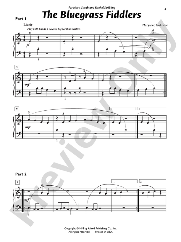 The Bluegrass Fiddlers - 1 Piano, 6 Hands (Digital Download)