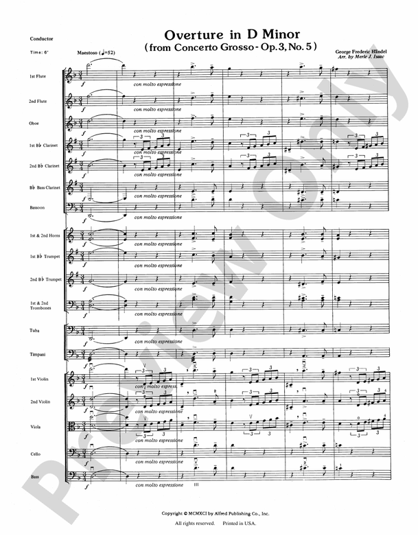 Overture in D minor (Concerto Grosso) – Full Orchestra Conductor Score & Parts (Digital Download)