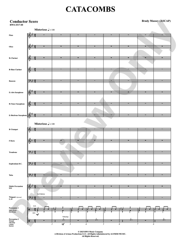 Catacombs - Concert Band Conductor Score & Parts(Digital Download)