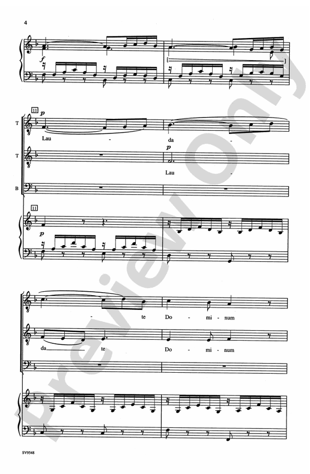 Laudate Dominum (from Vesperae Solennes De Confessore, K. 339) – TTB Choral Octavo (Digital Download)