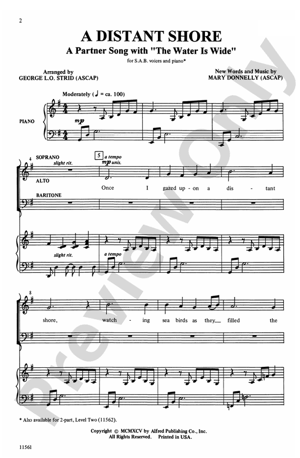 A Distant Shore (The Water Is Wide) - SAB Choral Octavo (Digital Download)