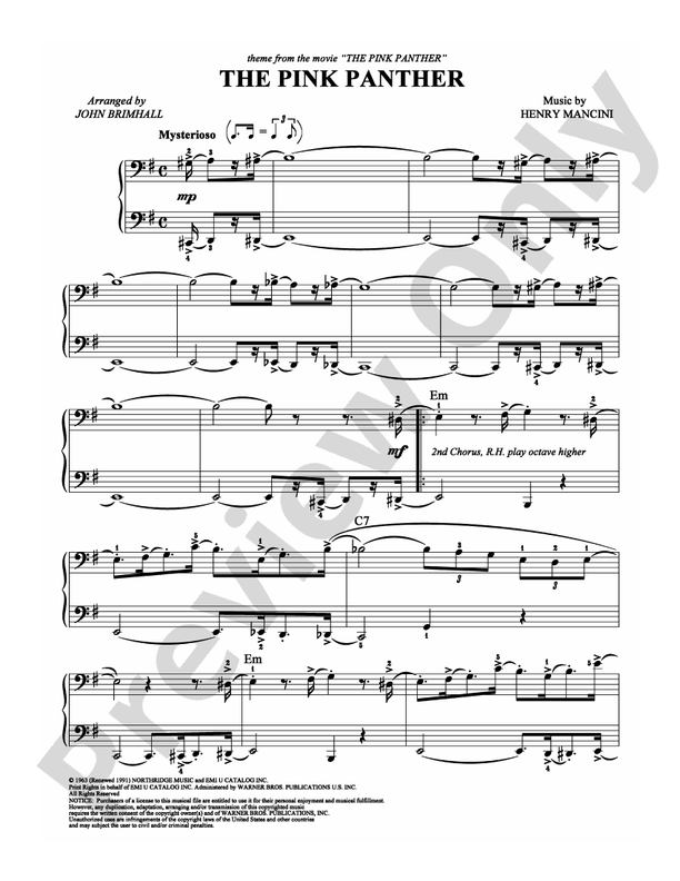 The Pink Panther - DSM-PS-0007497 - Easy Piano (Digital Download)